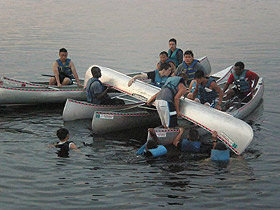 Picture of students in canoes