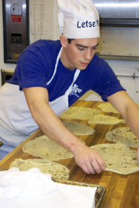 Nick Schumm making lefse