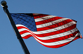 American flag on the Augsburg campus.